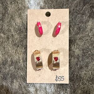 Gold and Pink Kids Earrings Set